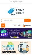 How fonezone.ae looks like on a mobile device such as an iPhone.