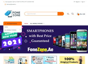 How fonezone.ae looks like on a tablet such as an iPad.