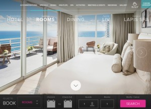 How fontainebleau.com looks like on a tablet such as an iPad.