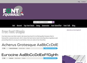 How fontsquirrel.com looks like on a tablet such as an iPad.