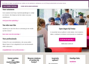 How fontys.nl looks like on a tablet such as an iPad.