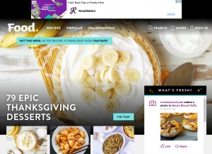 How food.com looks like on a tablet such as an iPad.