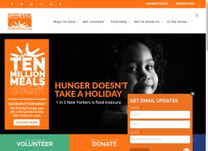 How foodbanknyc.org looks like on a tablet such as an iPad.