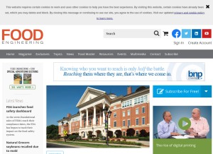 How foodengineeringmag.com looks like on a tablet such as an iPad.