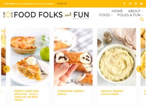 How foodfolksandfun.net looks like on a tablet such as an iPad.