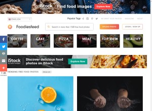 How foodiesfeed.com looks like on a tablet such as an iPad.