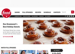 How foodnetwork.ca looks like on a tablet such as an iPad.