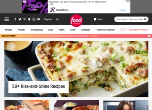 How foodnetwork.com looks like on a tablet such as an iPad.