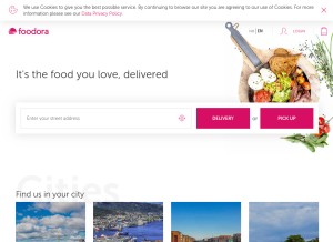 How foodora.no looks like on a tablet such as an iPad.