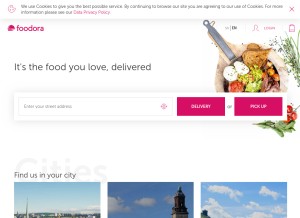 How foodora.se looks like on a tablet such as an iPad.