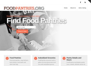 How foodpantries.org looks like on a tablet such as an iPad.