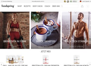 How foodspring.de looks like on a tablet such as an iPad.