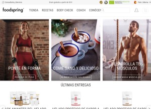 How foodspring.es looks like on a tablet such as an iPad.