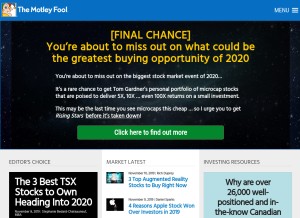 How fool.ca looks like on a tablet such as an iPad.