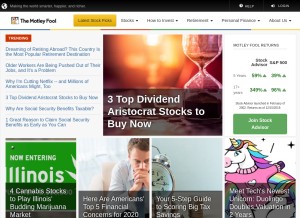 How fool.com looks like on a tablet such as an iPad.