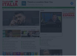 How football-italia.net looks like on a tablet such as an iPad.