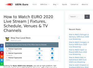 How footballeurostream.com looks like on a tablet such as an iPad.