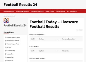 How footballresults24.co.uk looks like on a tablet such as an iPad.