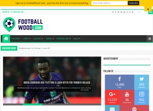 How footballwood.com looks like on a tablet such as an iPad.