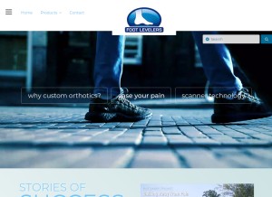 How footlevelers.com looks like on a tablet such as an iPad.