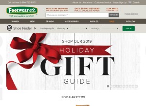 How footwearetc.com looks like on a tablet such as an iPad.