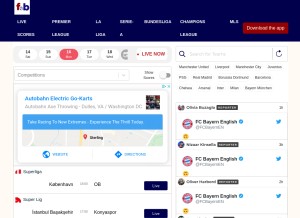 How footybite.com looks like on a tablet such as an iPad.