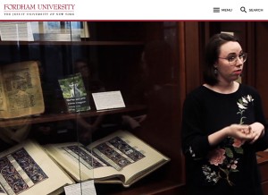 How fordham.edu looks like on a tablet such as an iPad.