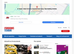 How fordonsteknik.net looks like on a tablet such as an iPad.