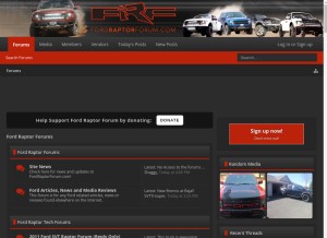 How fordraptorforum.com looks like on a tablet such as an iPad.