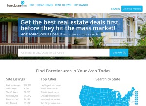 How foreclosure.com looks like on a tablet such as an iPad.