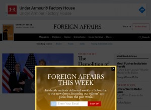 How foreignaffairs.com looks like on a tablet such as an iPad.