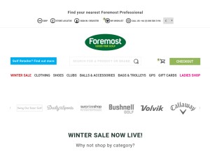How foremostgolf.com looks like on a tablet such as an iPad.
