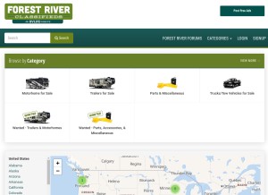 How forestriverclassifieds.com looks like on a tablet such as an iPad.