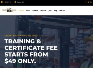 How forklifttraininginbrampton.com looks like on a tablet such as an iPad.