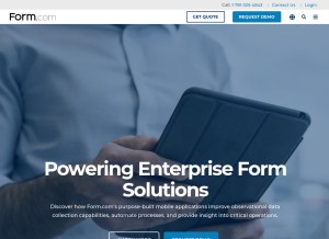 How form.com looks like on a tablet such as an iPad.