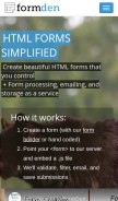 How formden.com looks like on a mobile device such as an iPhone.