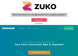 How formisimo.com looks like on a tablet such as an iPad.