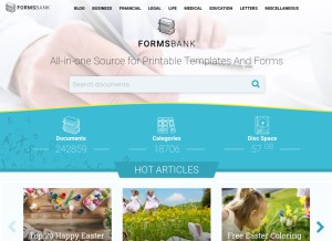 How formsbank.com looks like on a tablet such as an iPad.