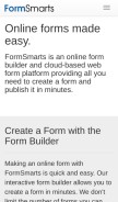 How formsmarts.com looks like on a mobile device such as an iPhone.