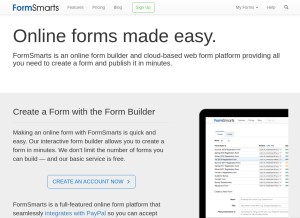How formsmarts.com looks like on a tablet such as an iPad.