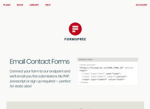 How formspree.io looks like on a tablet such as an iPad.