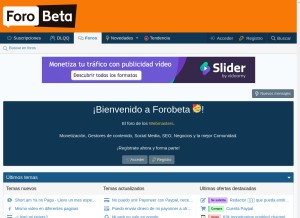 How forobeta.com looks like on a tablet such as an iPad.
