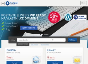 How forpsi.cz looks like on a tablet such as an iPad.