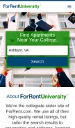How forrentuniversity.com looks like on a mobile device such as an iPhone.