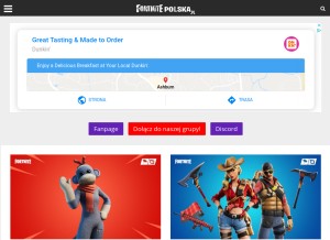How fortnitepolska.pl looks like on a tablet such as an iPad.