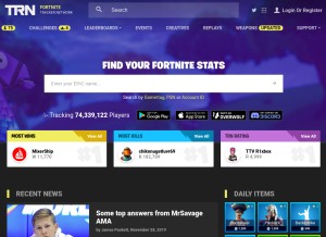 How fortnitetracker.com looks like on a tablet such as an iPad.