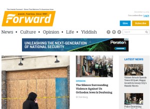 How forward.com looks like on a tablet such as an iPad.