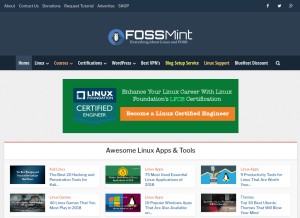How fossmint.com looks like on a tablet such as an iPad.
