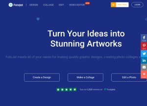 How fotojet.com looks like on a tablet such as an iPad.
