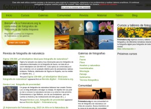 How fotonatura.org looks like on a tablet such as an iPad.